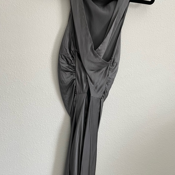 Reformation casette silk dress in shale - Picture 8 of 13